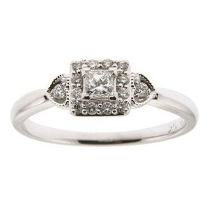 Princess cut solitaire with heart shoulders .25ct