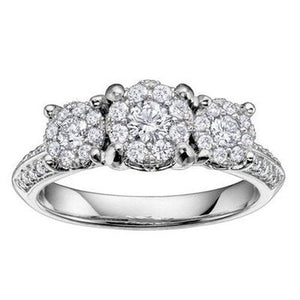 Three Stone Starburst Engagement ring .66ct