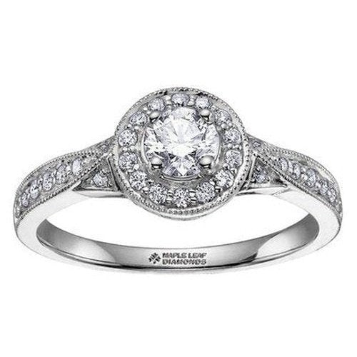 Halo Style Solitaire Engagement Ring .50ct