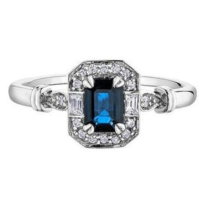 Antique Style Sapphire & Diamond Rectangular Ring