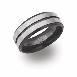 8mm Black IP & Stainless Steel Ring