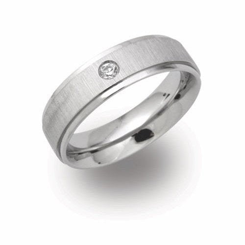 6mm Stainless Steel Ring with CZ