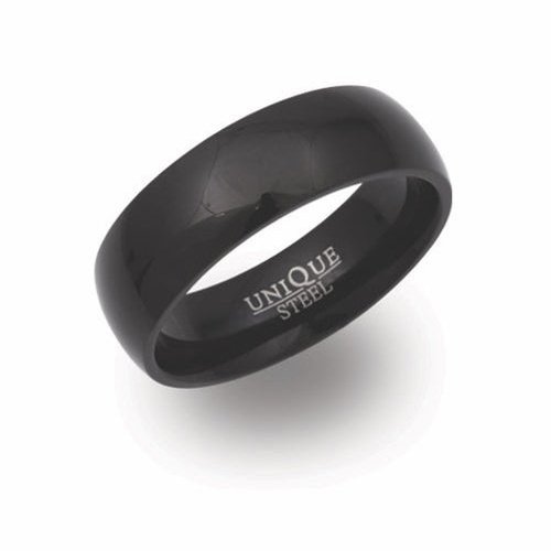 7mm Black IP Stainless Steel Ring