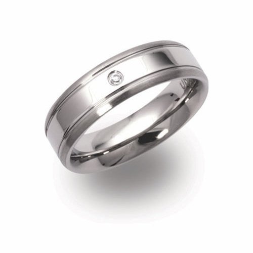 6mm Matt Trim & Polished Centre Steel Ring with CZ
