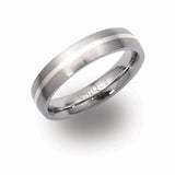 5mm Steel & Silver inlay Two Tone Ring