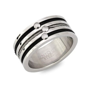 9.5mm Stainless Steel Ring With Black IP