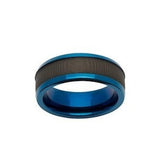 8mm Blue & Black Gents Stainless Steel Ring