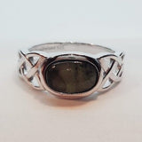 Silver Celtic Ring With Connemara Marble Stone