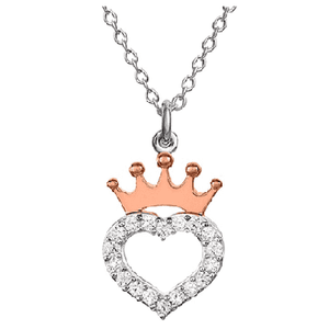 Disney Princess Silver and Rose Gold Stone Set Necklace