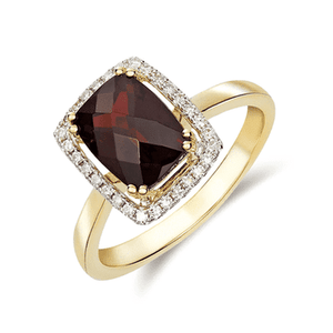 Garnet & Diamond Octagon Ring
