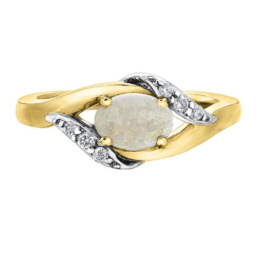Oval opal and diamond twist style dress ring