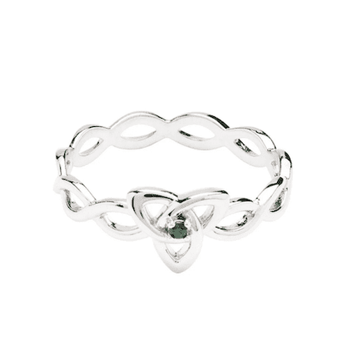 Sterling Silver Green CZ Trinity Knot Ring