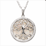 Silver Mother of Pearl Celtic Tree of Life Pendant