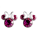 Disneys Minnie Mouse Pink Birthstone Silver Earrings