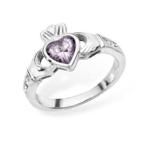 June Light Purple Cz Cladagh Ring
