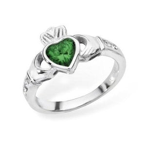 May Emerald Cz Cladagh Ring