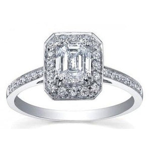 Emerald cut Halo Solitaire .75ct