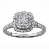 Square Triple Halo Solitaire .50ct Engagement ring