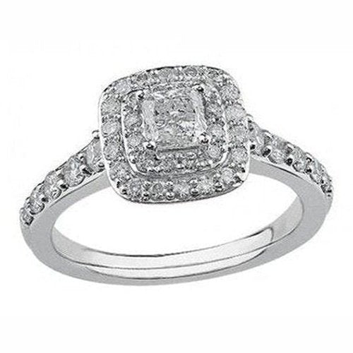 Square double halo Engagement Ring