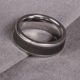 8mm Stainless Steel & Black Carbon Fibre Ring
